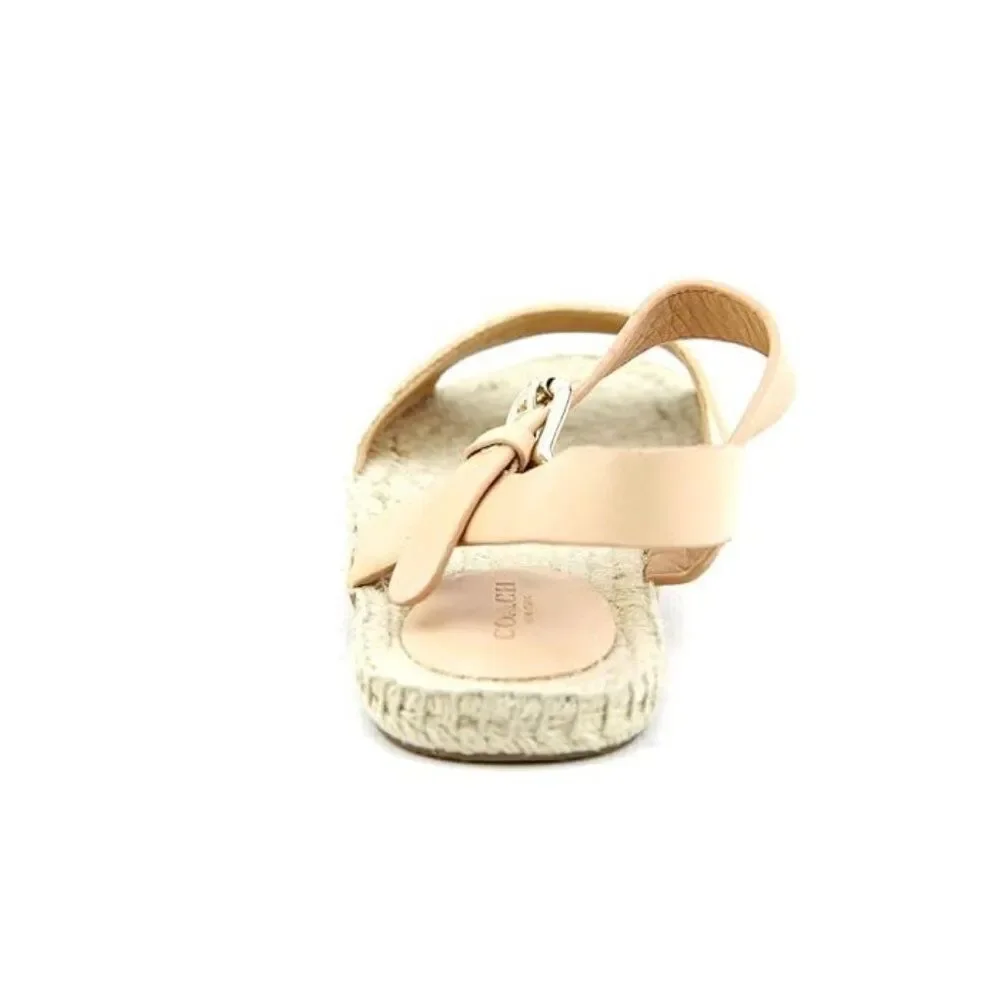 Coach Rena Bleeker Cabana Khaki White Striped Espadrille Sandal‎ Size 7 vintage